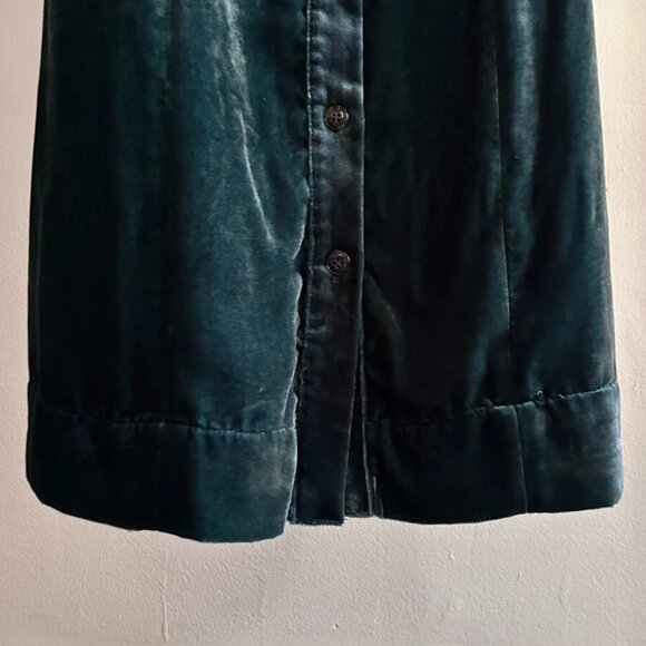 J Crew Green Velvet Puff Sleeve Midi Dress Sz 2 (Hemmed) - Picture 5 of 5